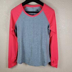 The North Face Woman's athletic long sleeve tee gray pink Sz M